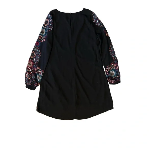 Fifth & Park Black Floral Long Sleeve Dress M - Picture 7 of 7